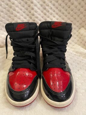 Nike Black & Red High-Top Sneakers with Patent Leather